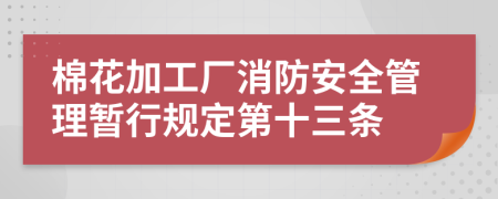 棉花加工厂消防安全管理暂行规定第十三条