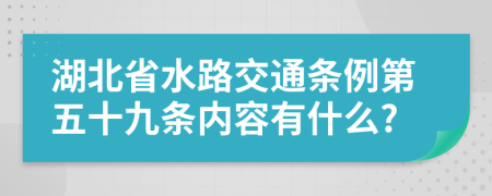 湖北省水路交通条例第五十九条内容有什么?