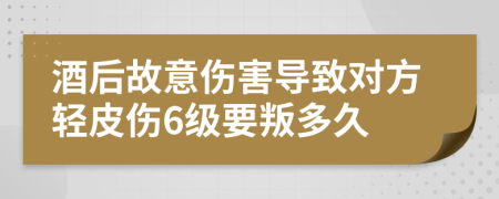 酒后故意伤害导致对方轻皮伤6级要叛多久