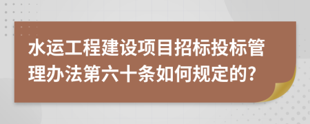 水运工程建设项目招标投标管理办法第六十条如何规定的?