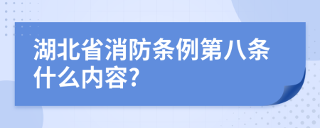 湖北省消防条例第八条什么内容?