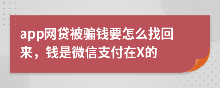 app网贷被骗钱要怎么找回来，钱是微信支付在X的