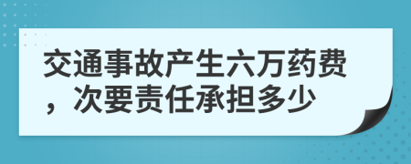 交通事故产生六万药费，次要责任承担多少