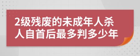 2级残废的未成年人杀人自首后最多判多少年