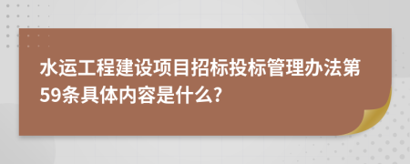 水运工程建设项目招标投标管理办法第59条具体内容是什么?