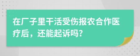 在厂子里干活受伤报农合作医疗后，还能起诉吗？