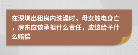在深圳出租房内洗澡时，母女触电身亡，房东应该承担什么责任，应该给予什么赔偿