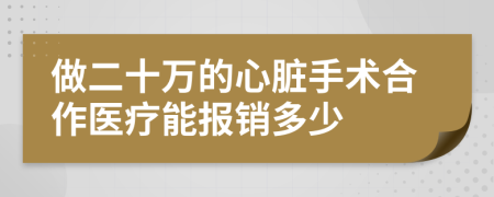 做二十万的心脏手术合作医疗能报销多少