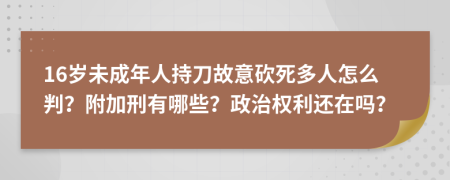 16岁未成年人持刀故意砍死多人怎么判？附加刑有哪些？政治权利还在吗？