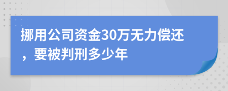 挪用公司资金30万无力偿还，要被判刑多少年