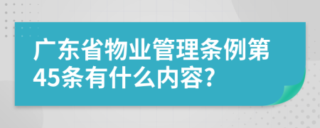 广东省物业管理条例第45条有什么内容?