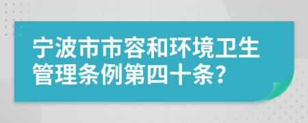 宁波市市容和环境卫生管理条例第四十条？