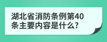 湖北省消防条例第40条主要内容是什么?