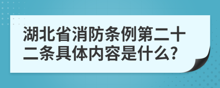 湖北省消防条例第二十二条具体内容是什么?