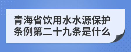 青海省饮用水水源保护条例第二十九条是什么