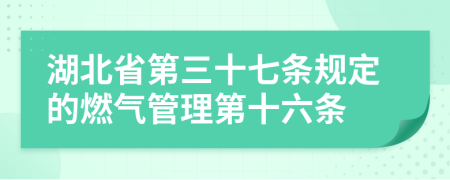 湖北省第三十七条规定的燃气管理第十六条