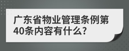 广东省物业管理条例第40条内容有什么?