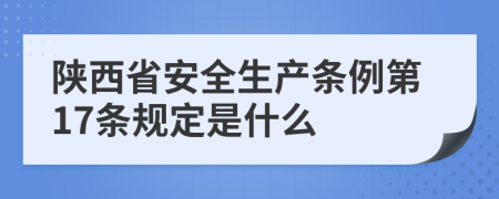 陕西省安全生产条例第17条规定是什么