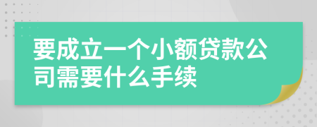 要成立一个小额贷款公司需要什么手续