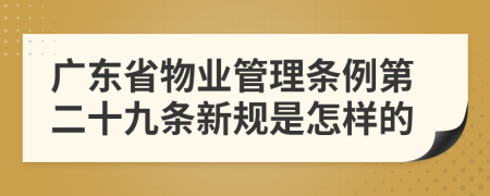 广东省物业管理条例第二十九条新规是怎样的