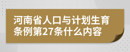 河南省人口与计划生育条例第27条什么内容