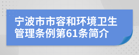 宁波市市容和环境卫生管理条例第61条简介