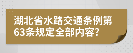 湖北省水路交通条例第63条规定全部内容?