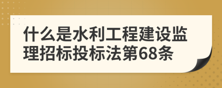 什么是水利工程建设监理招标投标法第68条