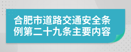 合肥市道路交通安全条例第二十九条主要内容