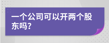 一个公司可以开两个股东吗？