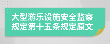 大型游乐设施安全监察规定第十五条规定原文