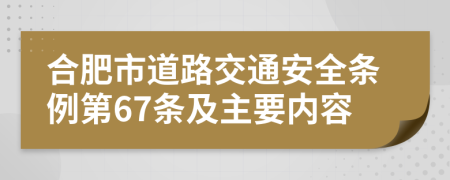 合肥市道路交通安全条例第67条及主要内容