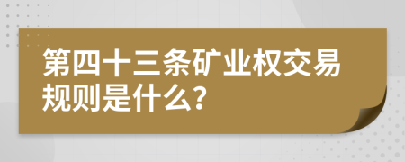 第四十三条矿业权交易规则是什么？