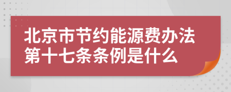 北京市节约能源费办法第十七条条例是什么