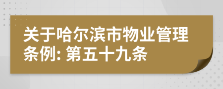 关于哈尔滨市物业管理条例: 第五十九条