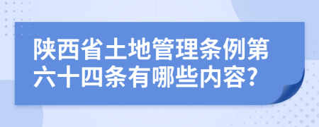 陕西省土地管理条例第六十四条有哪些内容?