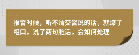 报警时候，听不清交警说的话，就爆了粗口，说了两句脏话，会如何处理