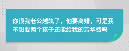 你很我老公越轨了，他要离婚，可是我不想要两个孩子还能给我的芳华费吗