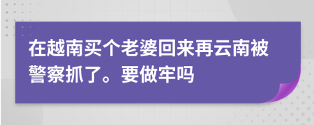 在越南买个老婆回来再云南被警察抓了。要做牢吗