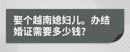 娶个越南媳妇儿。办结婚证需要多少钱？