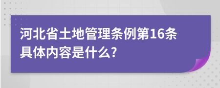 河北省土地管理条例第16条具体内容是什么?
