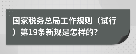 国家税务总局工作规则（试行）第19条新规是怎样的?