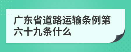 广东省道路运输条例第六十九条什么