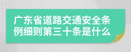 广东省道路交通安全条例细则第三十条是什么