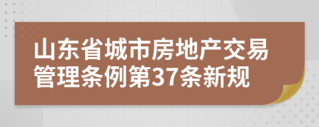 山东省城市房地产交易管理条例第37条新规