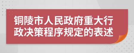 铜陵市人民政府重大行政决策程序规定的表述