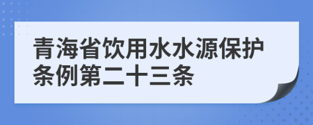 青海省饮用水水源保护条例第二十三条