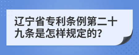 辽宁省专利条例第二十九条是怎样规定的？