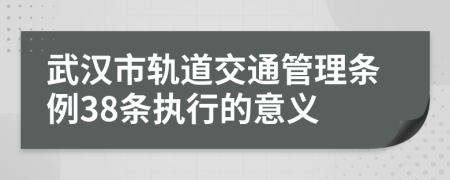 武汉市轨道交通管理条例38条执行的意义