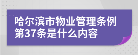 哈尔滨市物业管理条例第37条是什么内容